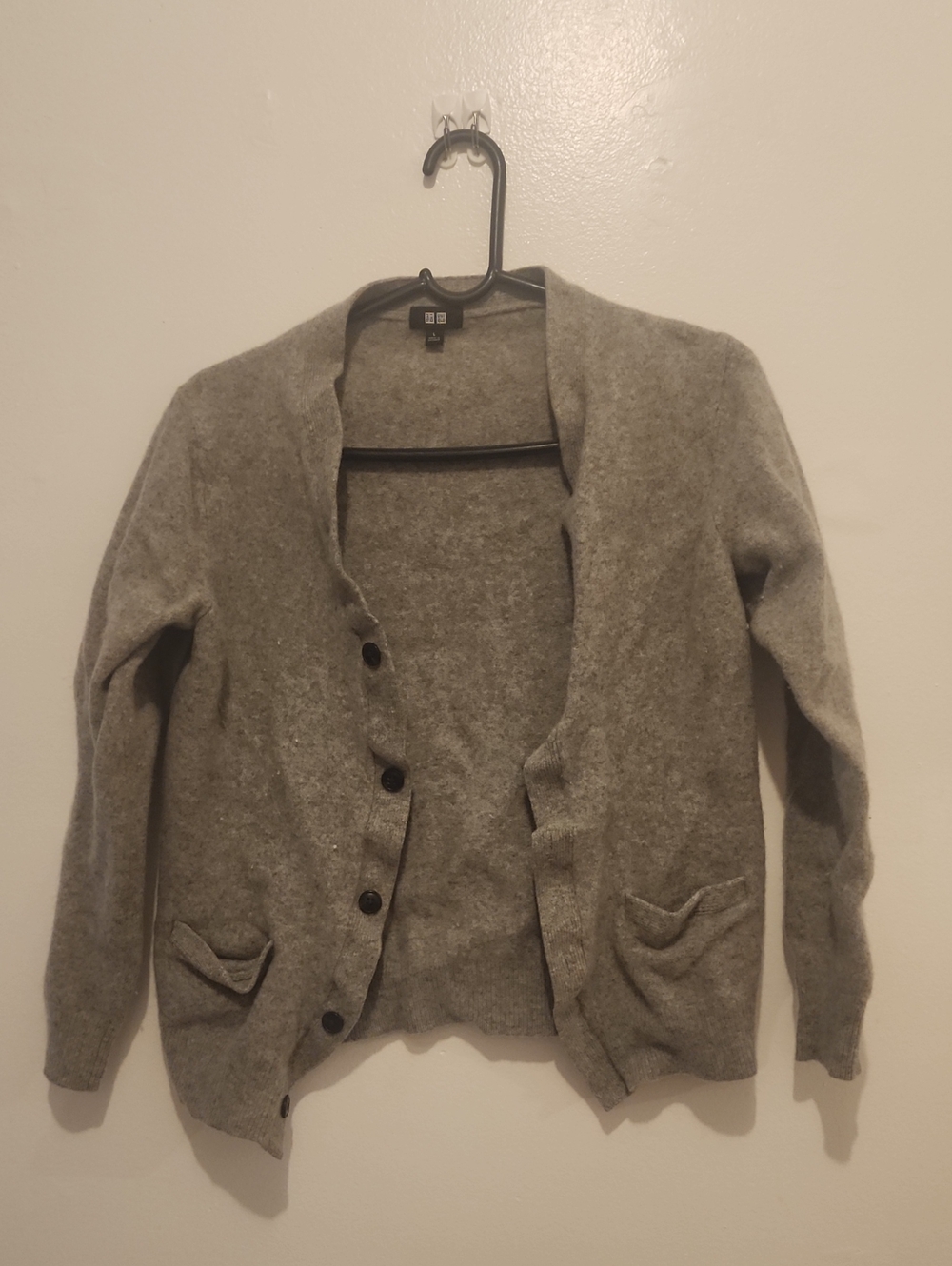 Uniqlo Gray Knit Button-Up Cardigan